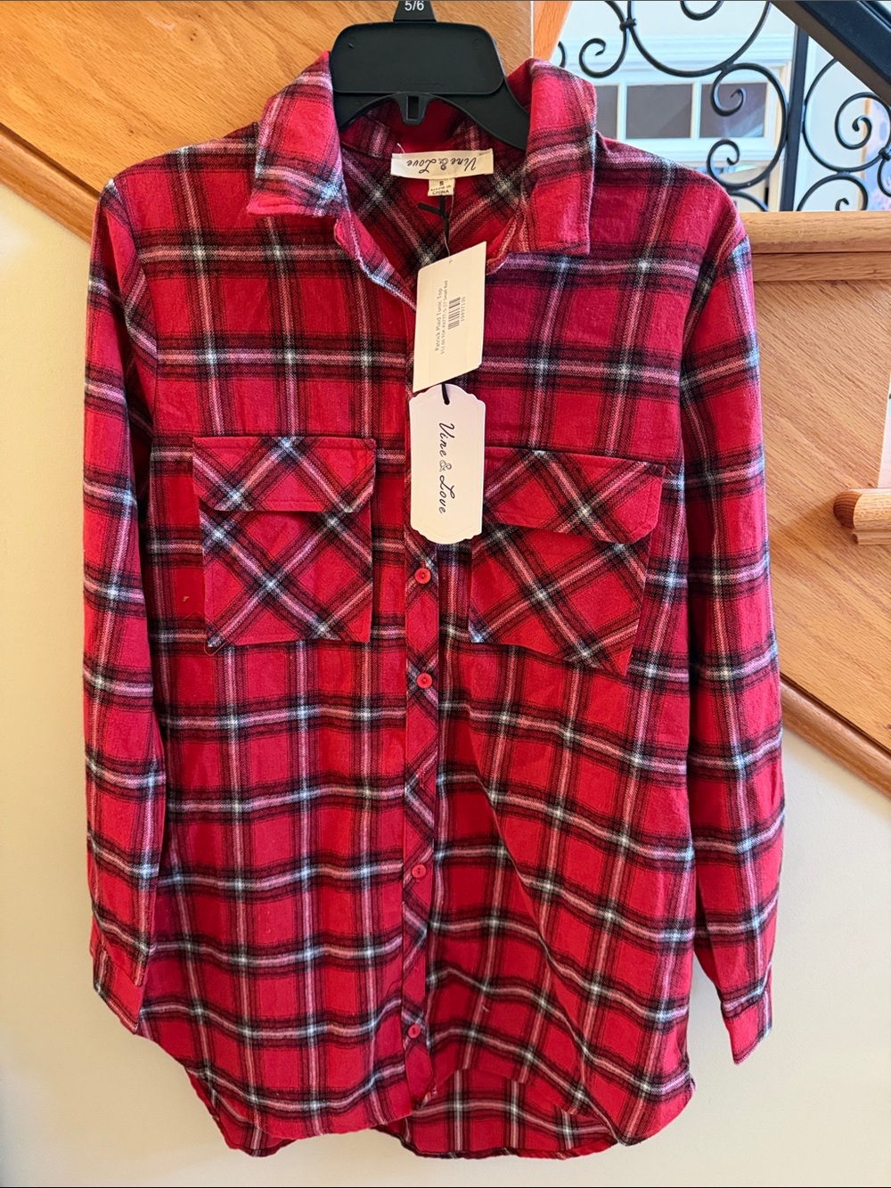 Vine & Love Red Plaid Flannel Shirt for Women Size Small New With Tags